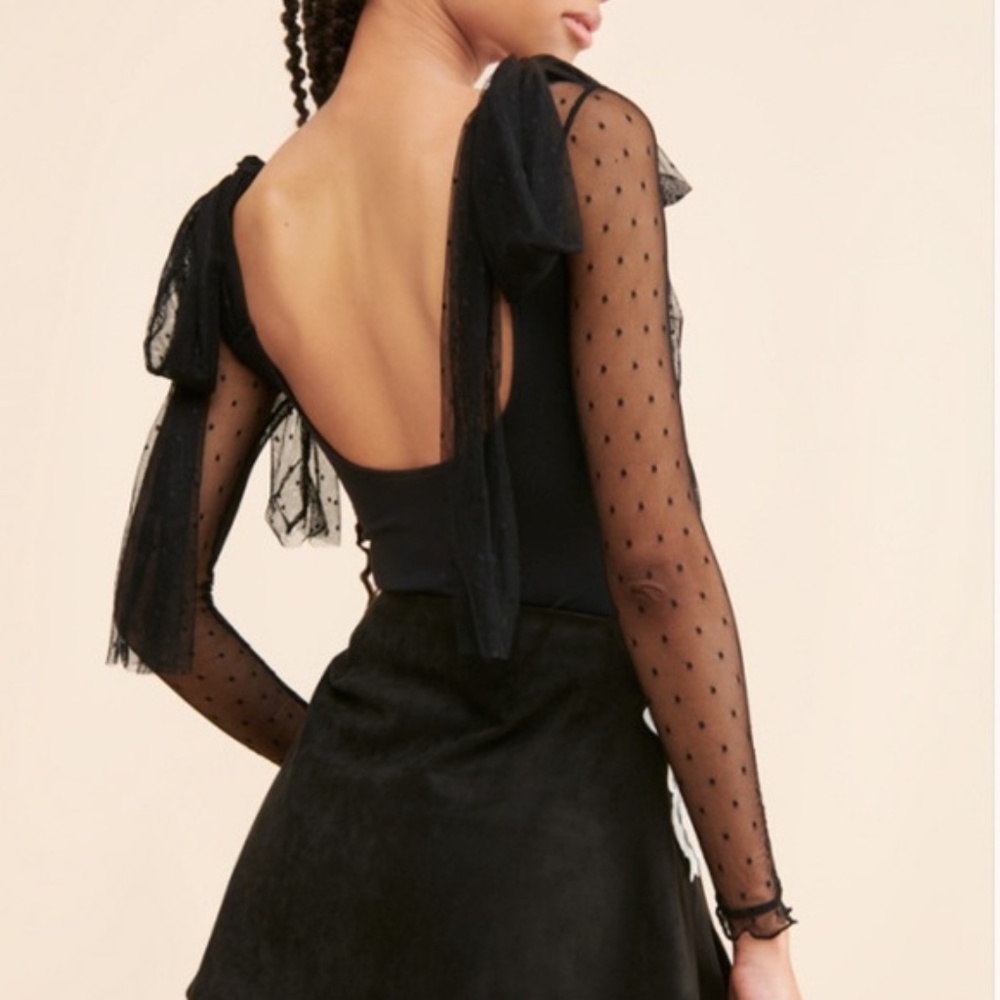 Free People Tongue Tied Thong Bodysuit black size small NWT - Picture 4 of 5